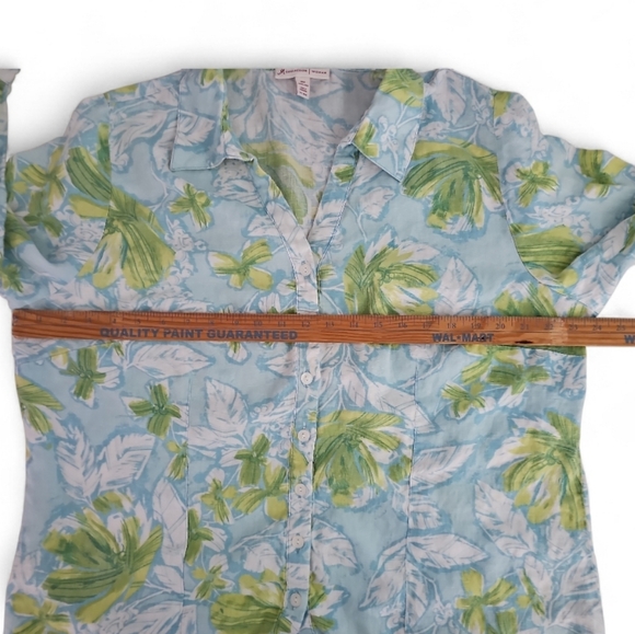 JM Collection 100% Linen Floral Button Front Shirt Women’s Plus 18W Resortwear - Picture 15 of 16